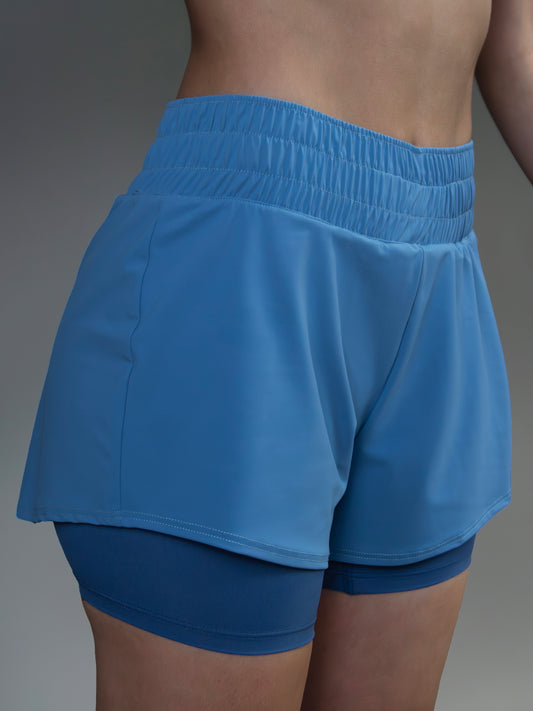 Short con legging interior azul