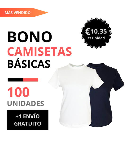 Bono camiseta básica mujer 100 unidades