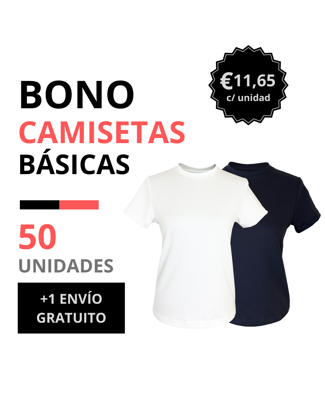 Bono camiseta básica mujer 50 unidades