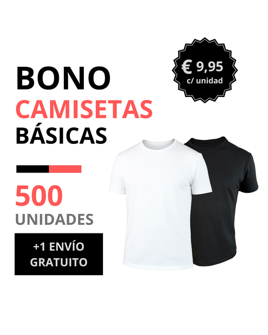 Bono camiseta básica hombre 500 unidades