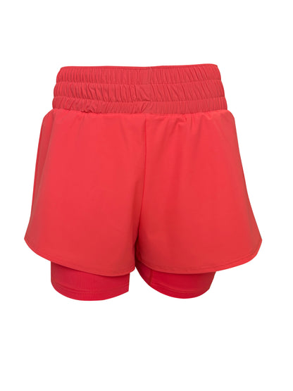 Short con legging interior rojo salmón