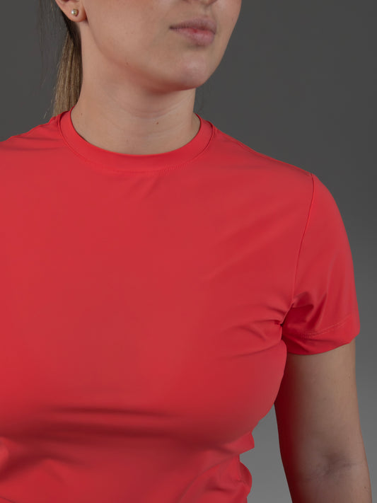 Camiseta mujer técnica rojo salmón