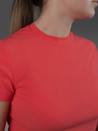 Camiseta mujer técnica rojo salmón