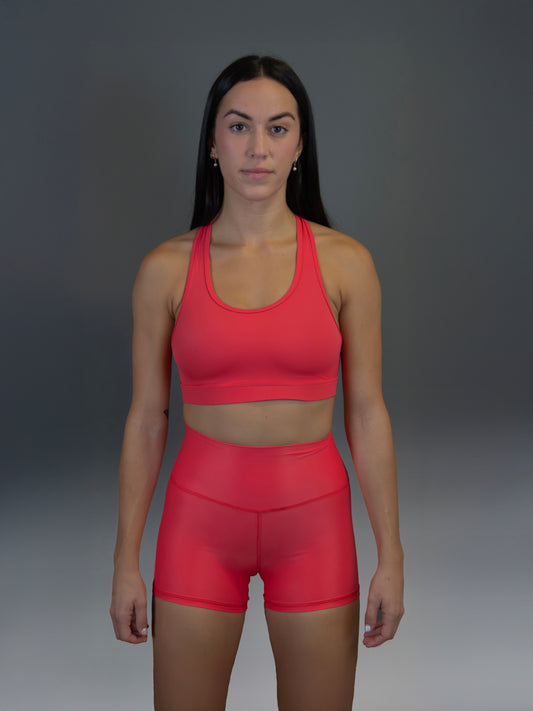 Legging short rojo salmón